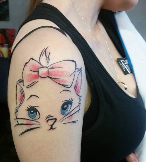 Aristocats kitty cat… #Aristocats #instacatsgram #cattattoo #prettyinpink (at Top Rocker Tatt