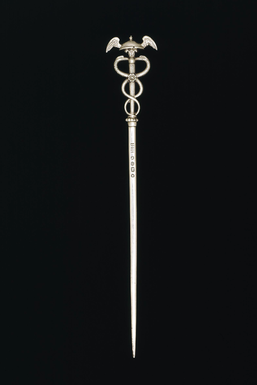 hermesandmercury:Skewer in the form of a caduceus1844–1845Hyam Hyams (Manufacturer)Silver, castVicto
