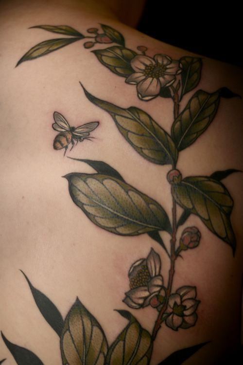 kirstenmakestattoos: Coffee and tea wreath for Siobhan, who is tough as nails! Thank you SO so so mu
