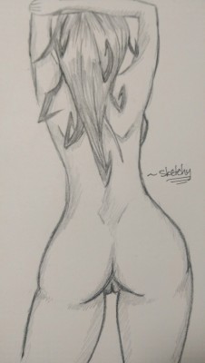 sketchysecchiscribbles:  sketchysecchiscribbles:  Shitty sketch for tonight is an attempt to draw a girl from behind. I tried to implement Mark Crilley’s ink via black Prismacolor pencil and it looks decent. 5/16/15  ~Sketchy   I’m surprised this