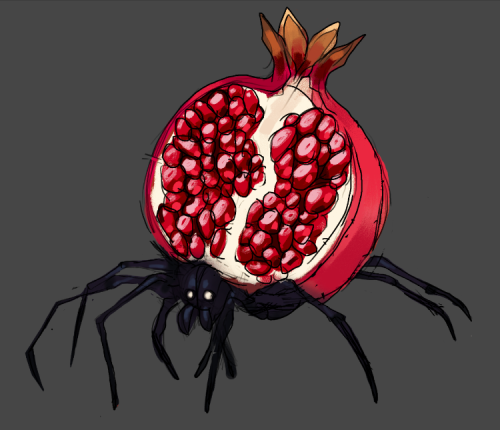 something silly that wouldn’t leave my head! pomegranate spiders, one a wild variant and the o