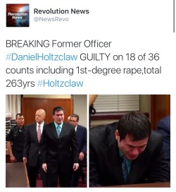 kierstenolivia:  eccentric-nae:  krxs10:  ********* BREAKING NEWS *********   Ex-Oklahoma City cop Daniel Holtzclaw found guilty of multiple on-duty rapes   In the trial of serial rapist ex-cop Daniel Holtzclaw—a man who took an extraordinarily evil