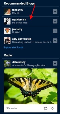 bcrude:Note the name of the Tumblr recommended blog, and then look at an example of what it contains. 