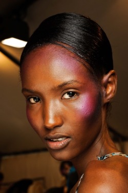 fagynessdeyn:  fatima siad, senait gidey, yasmin warsame &amp; aminata niaria backstage at moncler gamme rouge s/s 2012