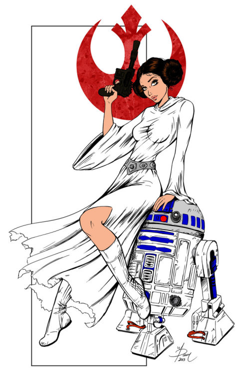 son-of-dathomir:  Leia & R2; by Dawn Mcteigue  