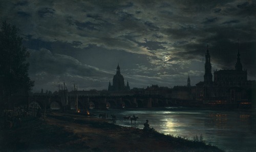 thevictorianduchess: View of Dresden by Moonlight (detail)Johan Christian DahlOil on canvasc. 1839