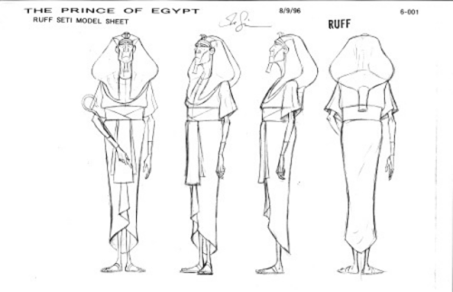 Model sheets and production art relating to the 1998 DreamWorks animated feature, The Prince of Egyp