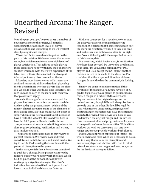 dnd-5e-homebrew: Unearthed Arcana Revised Ranger