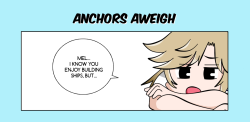 kakkoii-nakano: Anchors Aweigh Lovable dorks~ Please support the manga Pulse by @rts1519 via @three-musqueerteers Bonus points to anyone who can read Mel’s name tag…haha. 