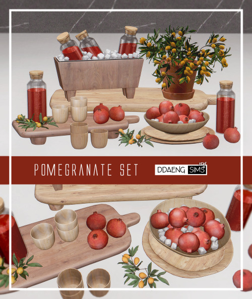 ddaengsims - Sims 4 Pomegranate Set10 new meshes + recolorsKumquat Vase and BranchPomegranate Bowl (