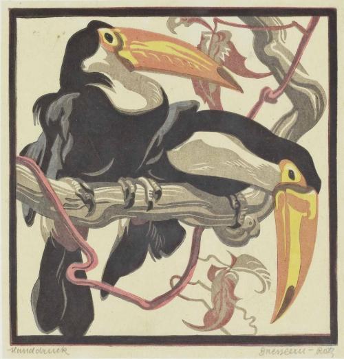 art-and-things-of-beauty:  Coloured Linocuts of Birds by Norbertine Bresslern-Roth (Austrian, 1891-1978). 