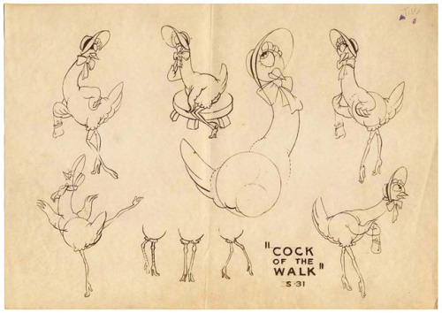 Silly Symphony - Cock o’ the Walk by Ben Sharpsteen, 1935An original production model sheet pr