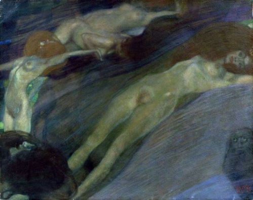 Gustav Klimt -  Schubert at the piano I - 1896 Gustav Klimt - Bewegte Wasser -1898