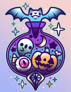 thekawaiimachine:Finished up the Halloween Potion!  This’ll be available on tees, sweats, and as a pin soon! 