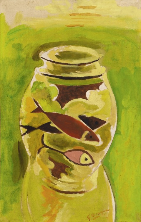 themodernartists:Georges Braque (1882-1963), The Aquarium, 1944. Oil on paper laid down on canvas.