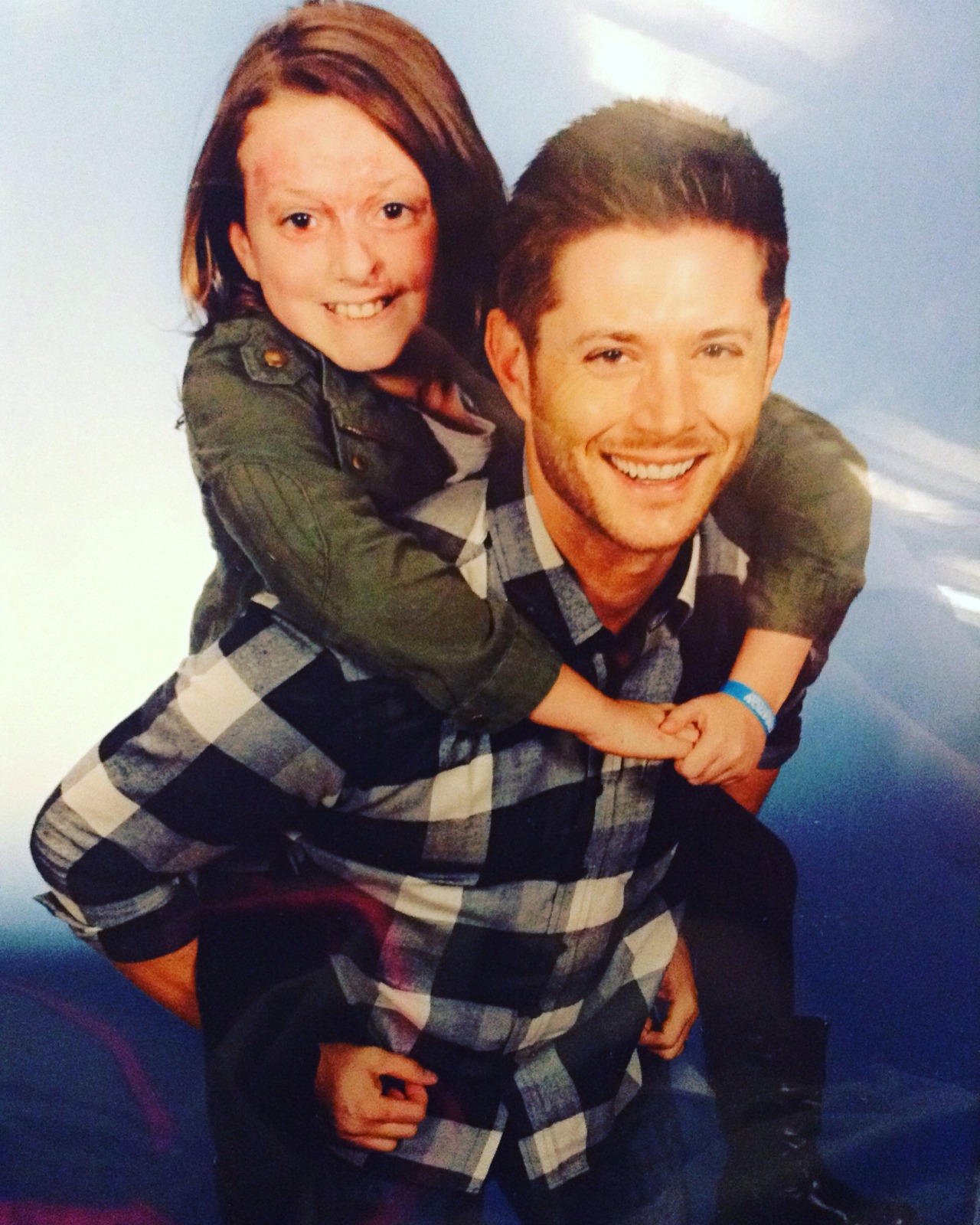 kaz-in-the-impala:
“ I really want Jensen to see this because I really want to thank him for making her smile like this again! She was burned bad in an explosion and spent the summer in the hospital, her only wish the whole time was to meet Jensen...