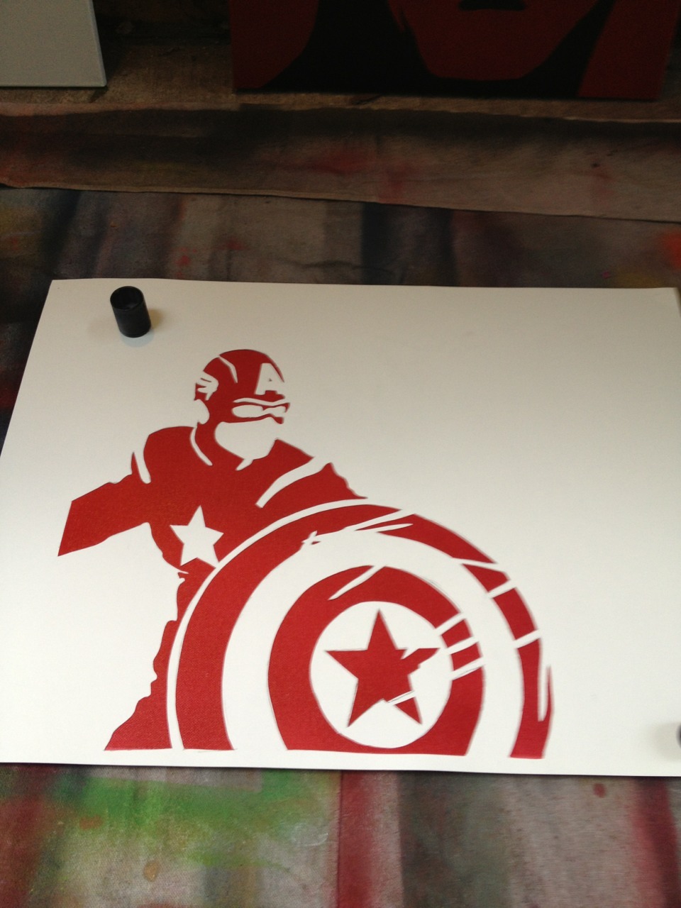 Wall Art Genuine Mylar Re-Useable 125 micron CAPTAIN AMERICA Airbrush Paint Stencil