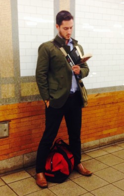 nychotguys:  Handsome bearded guy on the 33rd St. platform.