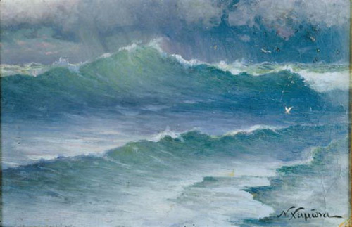 The Wave    -    Nikolaos ChimonasGreek, 1866-1929Oil on canvas laid on board