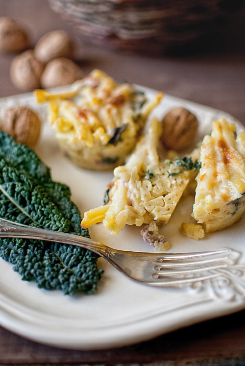 Pasta-quiche with tuscan kale and cinta senese sausage.