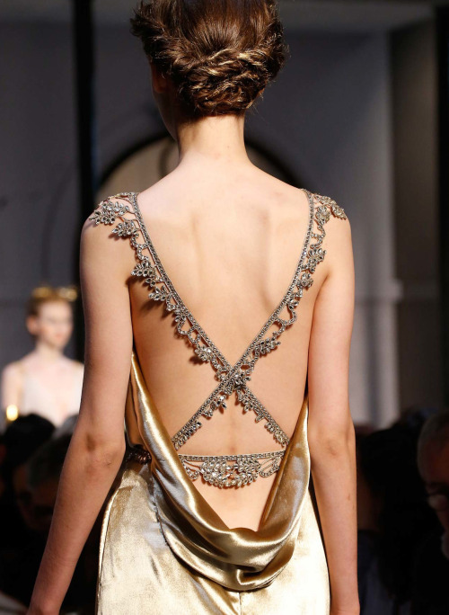 runwayandbeauty:Detail at Schiaparelli Fall 2015 Haute Couture, Paris Fashion Week.