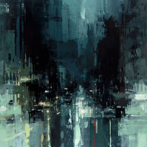 culturenlifestyle:Urban Cityscapes Blanketed In Light And Darkness As Oil Paintings Artist Jeremy Ma