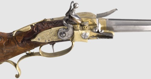 Rare Lorenzoni System flintlock rifle from Germany, dated 1730.Sold: €15,000