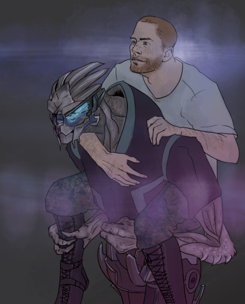 stupid-fuqin-name:garrus lost a bet, now he has to carry shep aroundlook @ how happy my shepard boi 