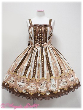 lolitastuff:Angelic Pretty- Wonder Party Shirring JSK LOOK AT THE LITTLE SPOON AND FORK GUISE AHHHHH