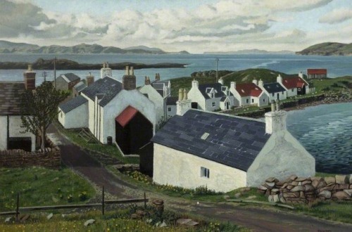 Dane Maw (1906 - 1989) - Scottish Landscape, Air Dubh. Oil on canvas.