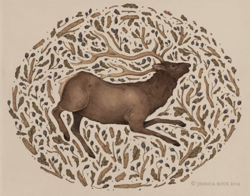 jessicaroux: Here is my elk for lightgreyartgallery ‘s Animystics show! The show opens this Fr