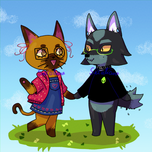 seicchan-art: drew me n my friend’s villagersona