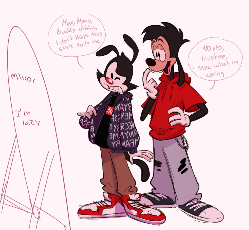 ciervo-robot:Max giving Yakko a make over and private school Wakko 