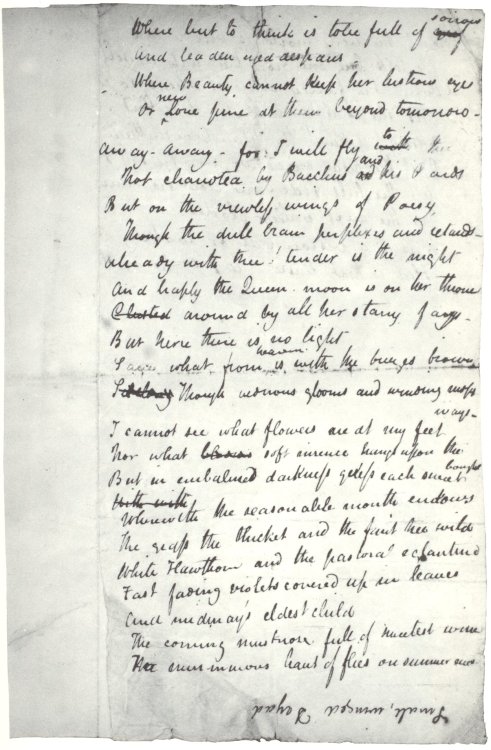 bookshavepores: John Keats’ original manuscript pages of Ode to a Nightingale.