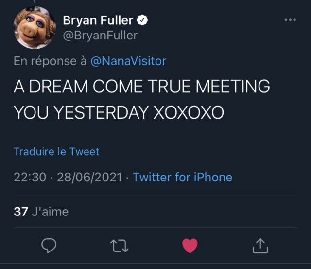 Bryan Fuller about Nana Visitor on Twitter: "A DREAM COME TRUE MEETING YOU YESTERDAY XOXOXO"