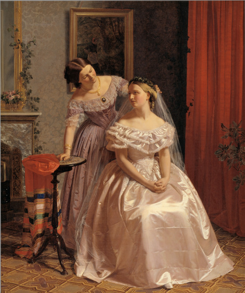 Henrik Olrik - The Bride is Embellished by her girl friend (1859)