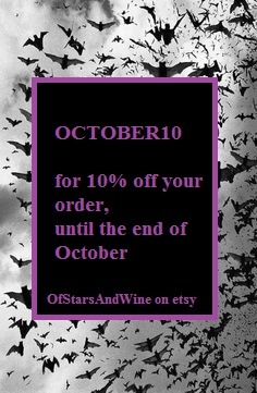 ofstarsandwine:  Use the code OCTOBER10 to receive 10% off your order until the end of October. Happy shopping! 