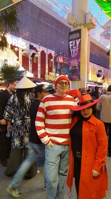 Waldo and Carmen saying HI and happy Halloween from Fremont Street!