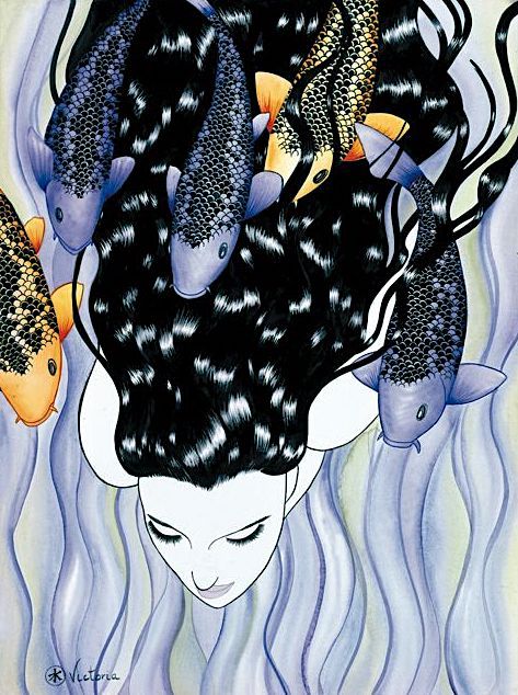 mermaidenmystic: Swimming With Koi by American artist Victoria Holman ~ www.victoriaholmanar