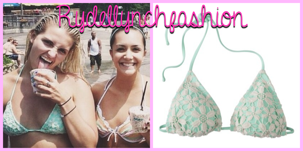 Xhilaration® Junior’s Crochet Triangle Swim Top -Mint (Exact)
Worn with her Cousin in Wisconsin
July 29, 2014
No Longer Available online
“ My local Target still has this swimsuit available.
”
