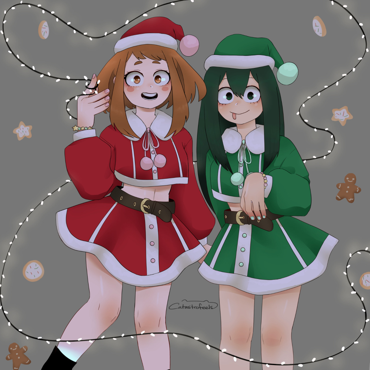 Catastrofeels — Uraraka and Tsuyu being festive