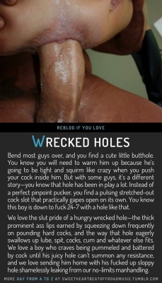 sweetheartbeatoffroadmusic:  WRECKED HOLES. Find your thing: Gay From A to Z, view the full index alphabetically or by category, or check out my blog. Image source here.