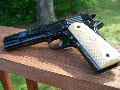 whiskeyandspentbrass:  Colt Royal Blue. You send send them your gun and they will give it this treatment if you ask really nicely. 