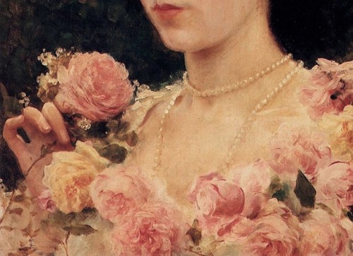 die-rosastrasse:Federico Andreotti (1847-1930) The Pink Rose (detail)