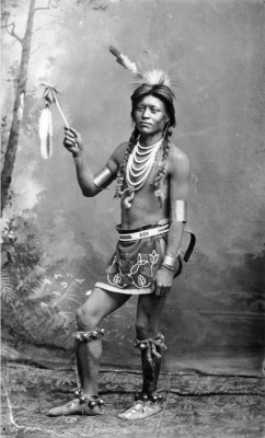 thebigkelu:Studio portrait (standing) of Peran, a Native American (Shoshone) man - 1884