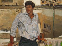 ydhemed:  Man in Striped Shirt, 2012, Oil on canvas, 90x120 cm (Photo Ran Erde)http://www.yisraeldrorhemed.com/https://www.flickr.com/photos/yisrael_dror_hemed