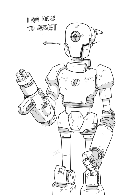 er. Well. I don’t really have any of that. Not digital, anyways. But I used to draw a lot of robots like this, so I drew a robot.