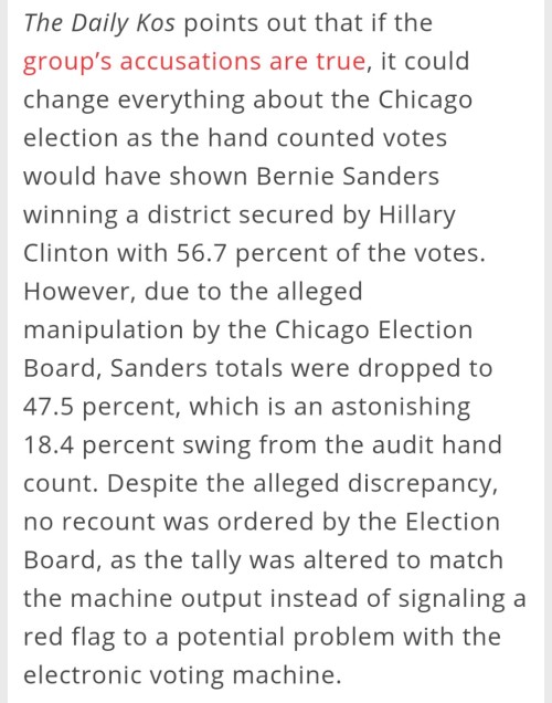 stubbadubb:socialistexan:Possible 19% swing in Hillary Clinton’s favor happened in Chicago that may 