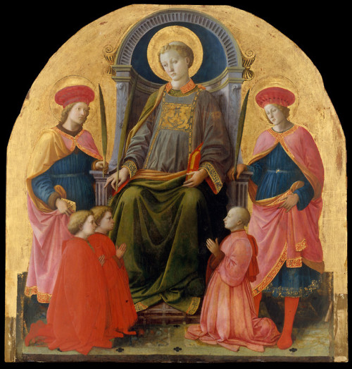 met-european-paintings: Saint Lawrence Enthroned with Saints and Donors by Fra Filippo Lippi, Europe