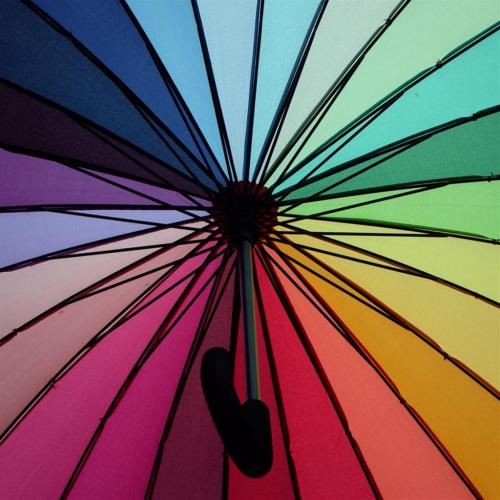 Rainbow Brolly Walk, York, England.Last year these brollies appeared as a celebration of York Pride.